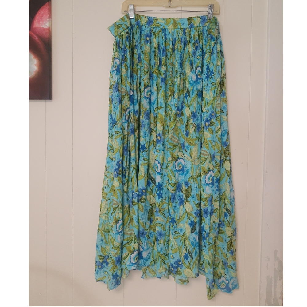 White Stag Floral Maxi Skirt in Blue and Green